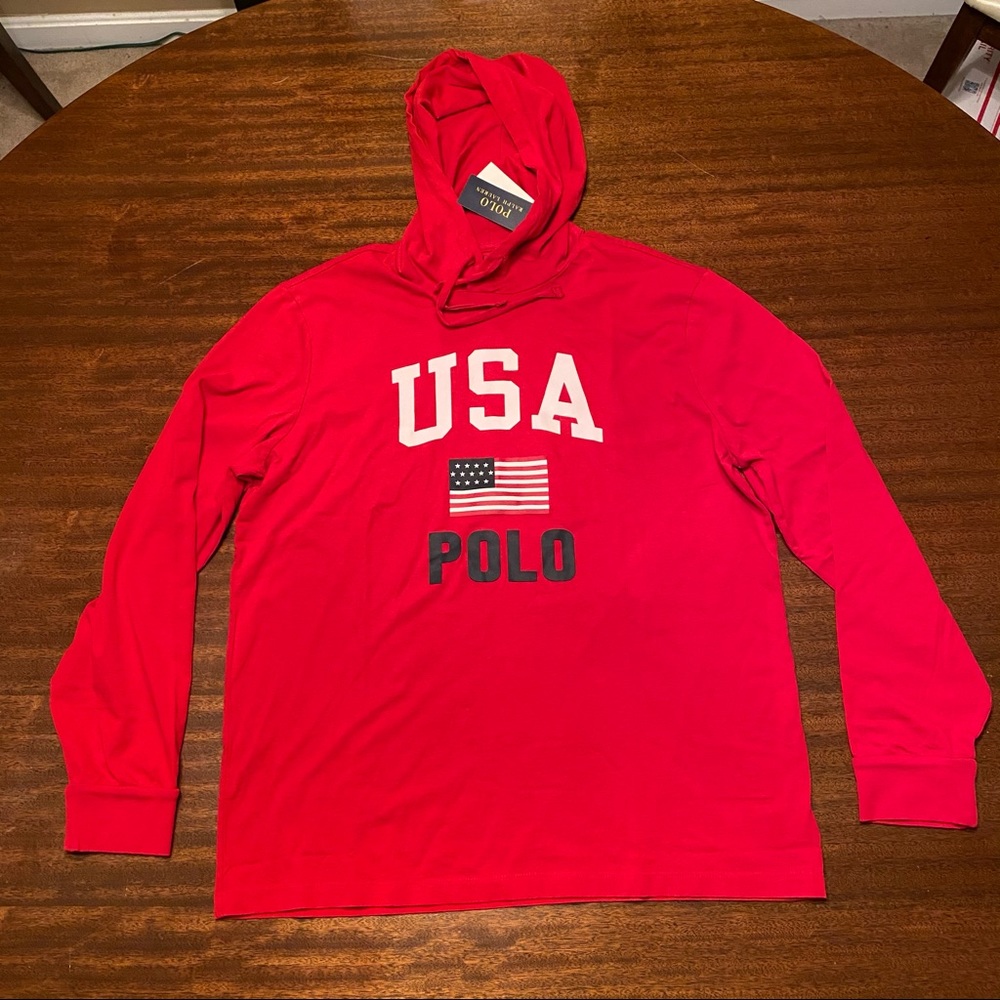 Brand NWT Polo by Ralph Lauren Red Hooded Shirt